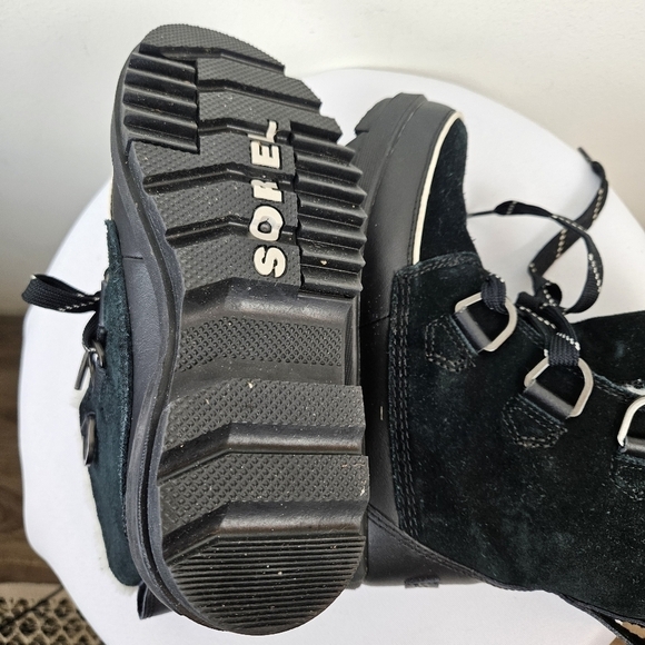 Sorel Tivoli 1vWP Winter Boots Size 7 Black White Fleece Lining - Picture 11 of 11